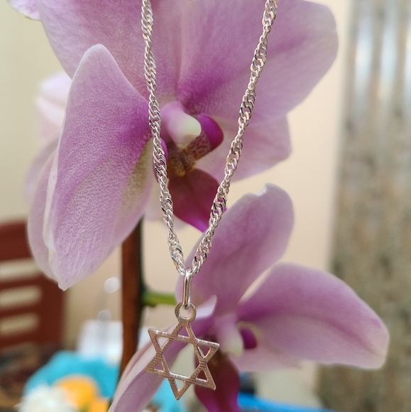 Star of David / magen David pendant and chain silver 925 Italy - Picture 4 of 15